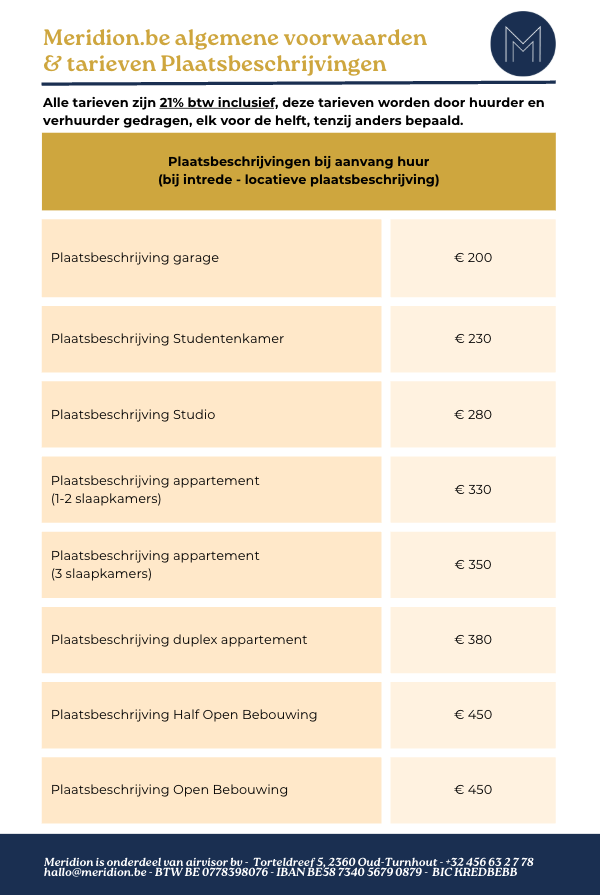 Tarieven plaatsbeschrijving Antwerpen - prijzenoverzicht intrede en uittrede